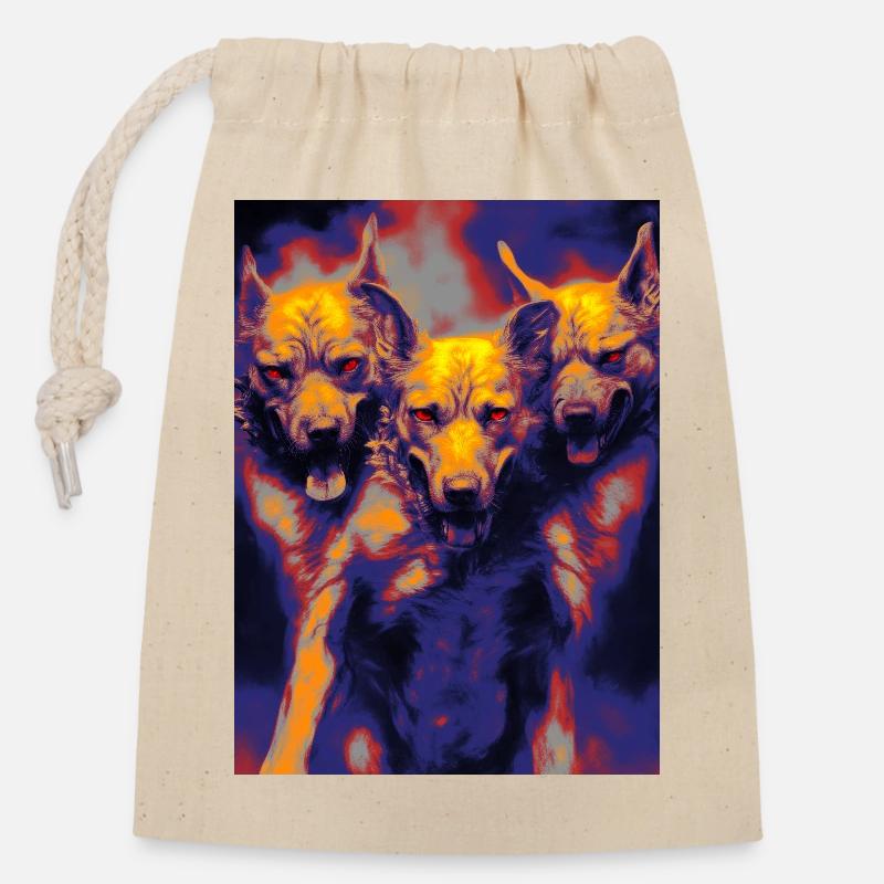 Cerberus - Closable cotton gift bag (14x20cm) - nature