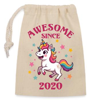 Awesome Since 2020 - Kids Birthday Unicorn - Closable cotton gift bag (14x20cm) - nature - Front