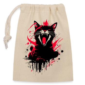 Chat Wildcat Street Art - Sac cadeau en coton avec cordon (14 x 20 cm) - nature - Devant