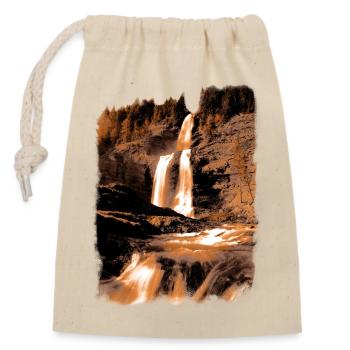 Natürlicher Wasserfall in Erdtönen - Verschließbarer Geschenkbeutel aus Baumwolle (14x20cm) - Natur - Vorne
