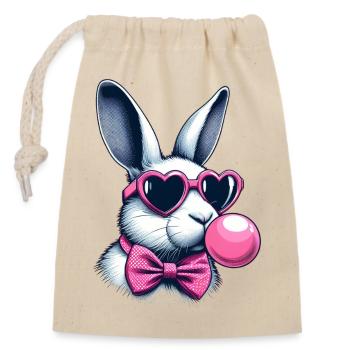 SSW31 Bunny mit Kaugummi - Verschließbarer Geschenkbeutel aus Baumwolle (14x20cm) - Natur - Vorne