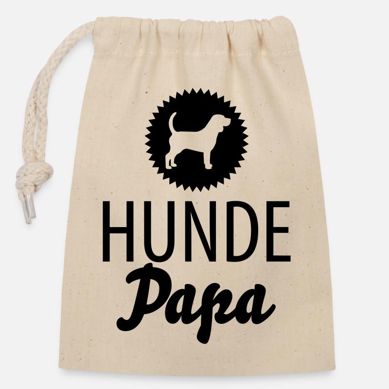Papa chien - Sac cadeau en coton avec cordon (14 x 20 cm) - nature