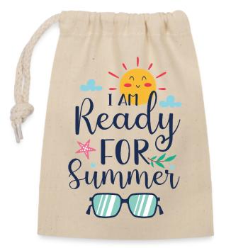 I am Ready for Summer - Closable cotton gift bag (14x20cm) - nature - Front