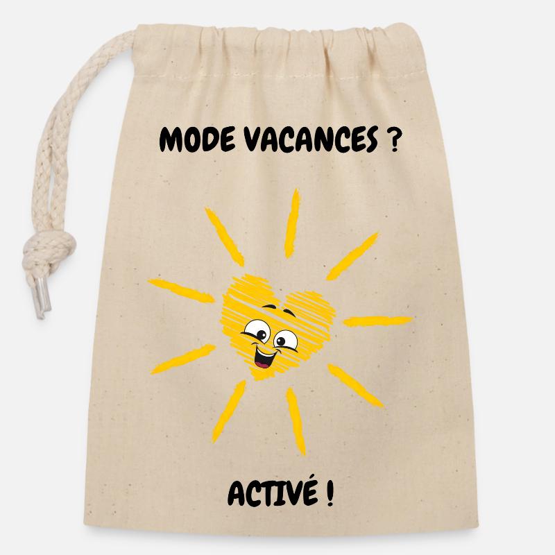 Mode vacances active - Sac cadeau en coton avec cordon (14 x 20 cm) - nature