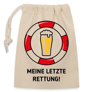 Meine Letzte Rettung! (Bier / Willibecher / POS) - Verschließbarer Geschenkbeutel aus Baumwolle (14x20cm) - Natur - Vorne