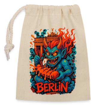 Berlin Oni – Currywurst Chaos - Sac cadeau en coton avec cordon (14 x 20 cm) - nature - Devant
