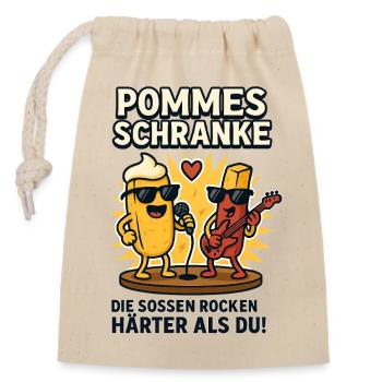 Frites, armoires, sauces, rock plus fort que vous - Sac cadeau en coton avec cordon (14 x 20 cm) - nature - Devant