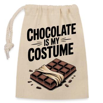 Le chocolat, c’est mon costume - Sac cadeau en coton avec cordon (14 x 20 cm) - nature - Devant