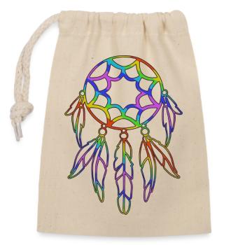 Dream catcher design - Closable cotton gift bag (14x20cm) - nature - Front