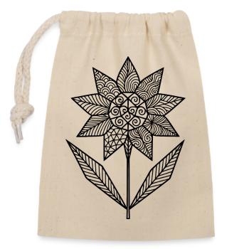 Patterned floral graphic - Closable cotton gift bag (14x20cm) - nature - Front