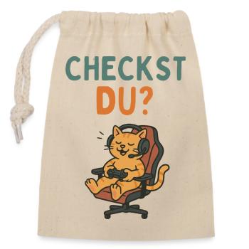 Gaming Katze im Chefsessel Vintage retro Design  - Verschließbarer Geschenkbeutel aus Baumwolle (14x20cm) - Natur - Vorne