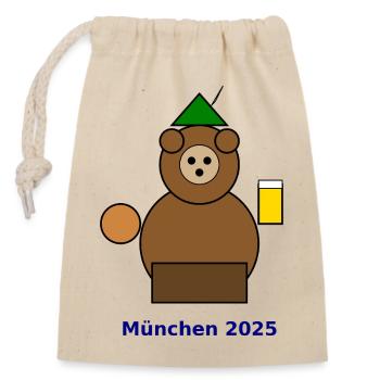 Münchner Bär 2025 Festdesign - Verschließbarer Geschenkbeutel aus Baumwolle (14x20cm) - Natur - Vorne