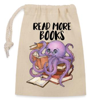 Reading Octopus in Stack of Books Book Gift - Closable cotton gift bag (14x20cm) - nature - Front