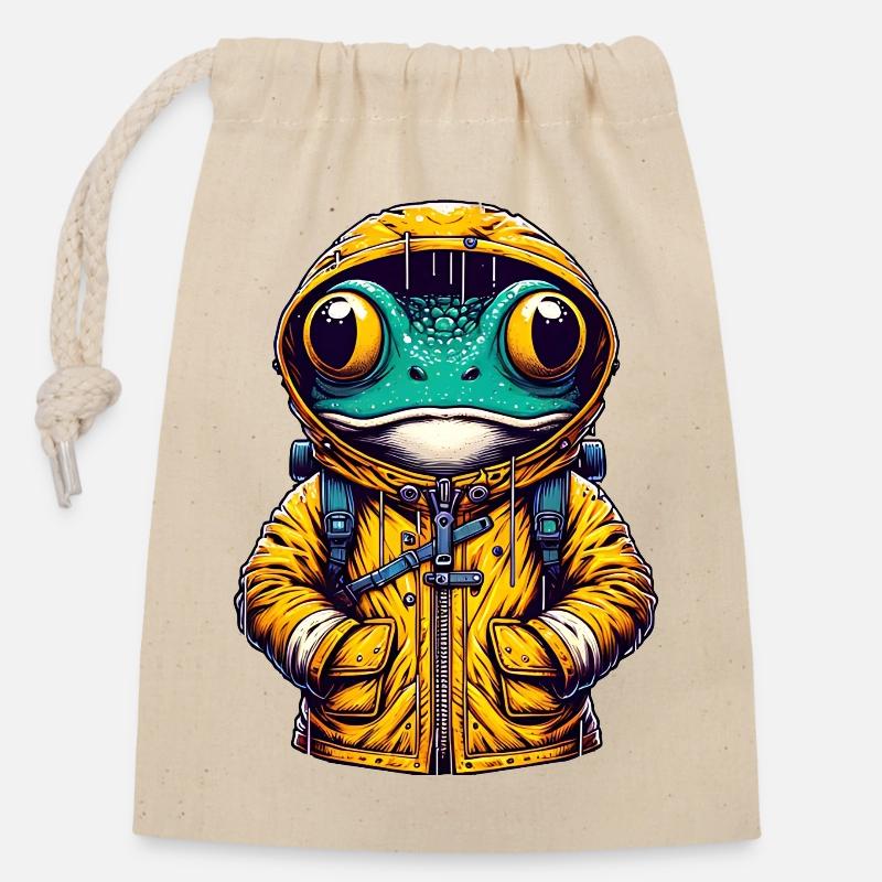 Urban Frog - Verschließbarer Geschenkbeutel aus Baumwolle (14x20cm) - Natur