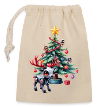 Christmas Robotic Enchanting - Closable cotton gift bag (14x20cm) - nature - Front