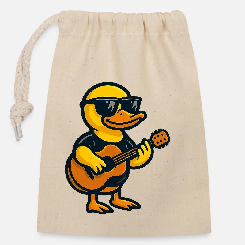 Guitare duckey - Sac cadeau en coton avec cordon (14 x 20 cm) - nature