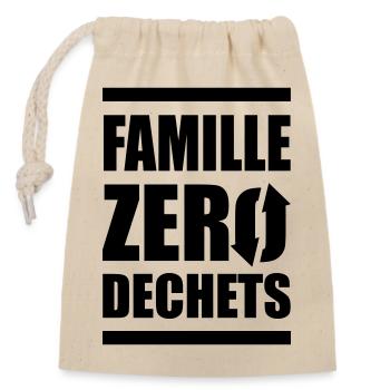 Zero Waste Familie - Verschließbarer Geschenkbeutel aus Baumwolle (14x20cm) - Natur - Vorne