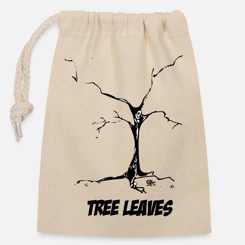 Arbre - Sac cadeau en coton avec cordon (14 x 20 cm) - nature