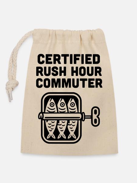 Rush Hour Commuter ÖPNV - Verschließbarer Geschenkbeutel aus Baumwolle (14x20cm) - Natur