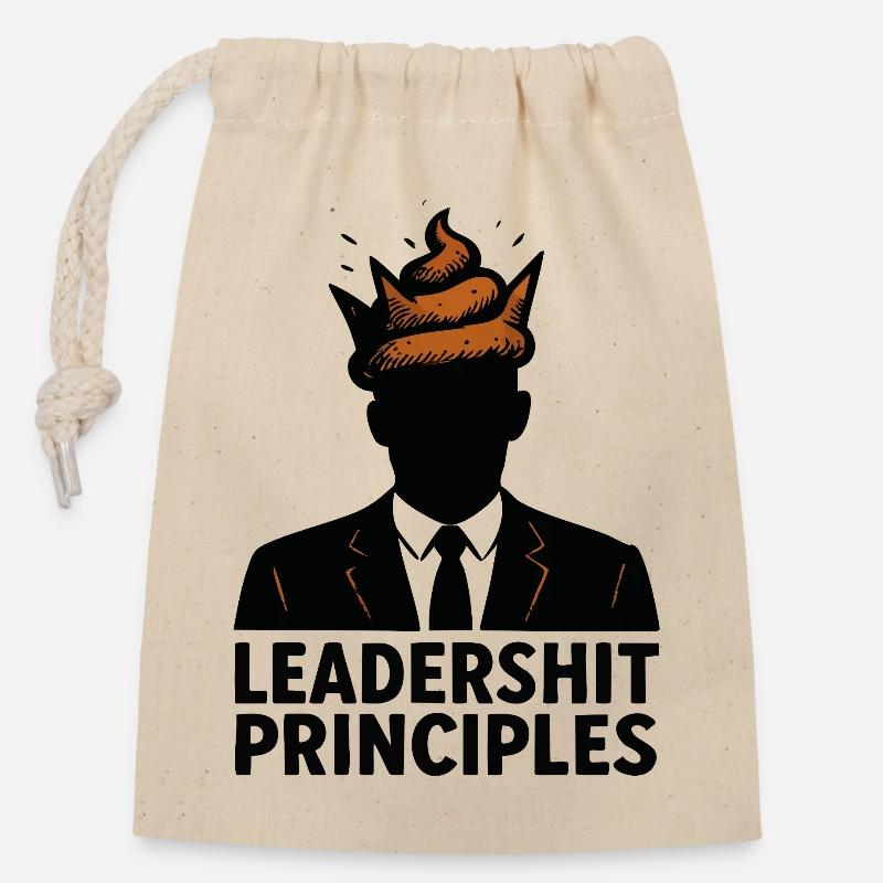 Principes de Leadershit - Sac cadeau en coton avec cordon (14 x 20 cm) - nature