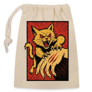 Crimson Claw Cat Angriff - Verschließbarer Geschenkbeutel aus Baumwolle (14x20cm) - Natur - Vorne
