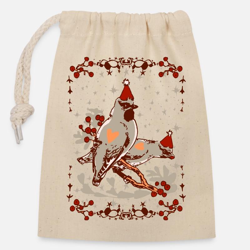 TILHET - Sac cadeau en coton avec cordon (14 x 20 cm) - nature