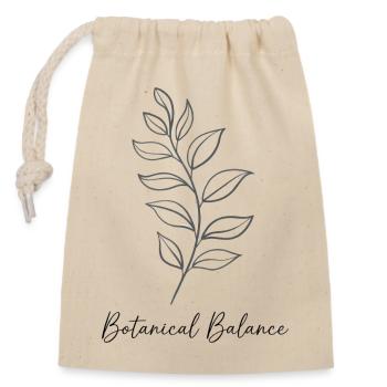 Botanical Balance – Linienkunst - Verschließbarer Geschenkbeutel aus Baumwolle (14x20cm) - Natur - Vorne