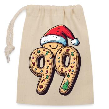 99 Number Biscuit Christmas - Closable cotton gift bag (14x20cm) - nature - Front
