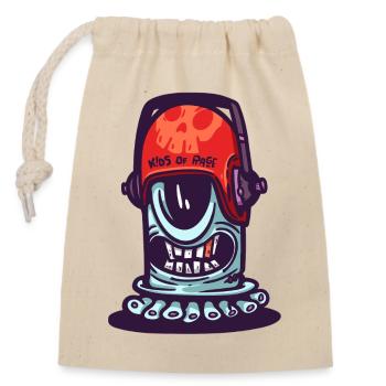 Skull Space Helmet - Closable cotton gift bag (14x20cm) - nature - Front