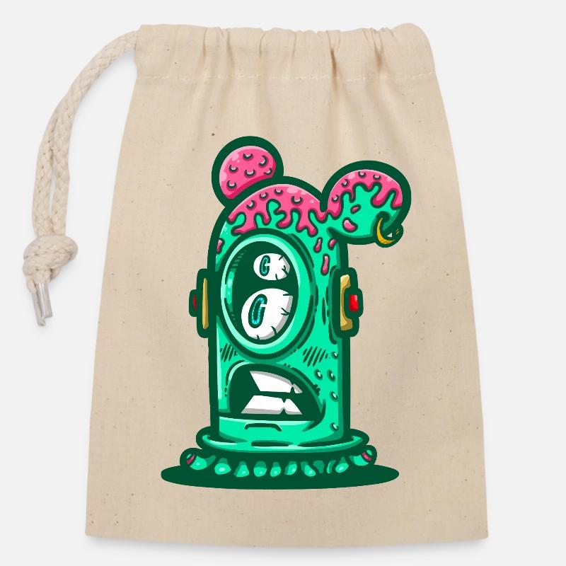 Sewer Neon Monster - Closable cotton gift bag (14x20cm) - nature