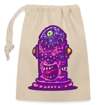 Violettes psychedelisches Monster - Verschließbarer Geschenkbeutel aus Baumwolle (14x20cm) - Natur - Vorne