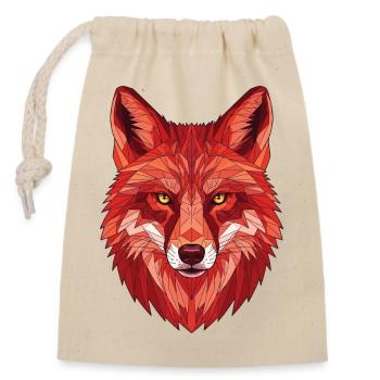 Polygonaler Fuchs Kopf - Verschließbarer Geschenkbeutel aus Baumwolle (14x20cm) - Natur - Vorne