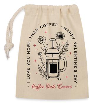 Citations romantiques drôles de café pour la Saint-Valentin rétro - Sac cadeau en coton avec cordon (14 x 20 cm) - nature - Devant