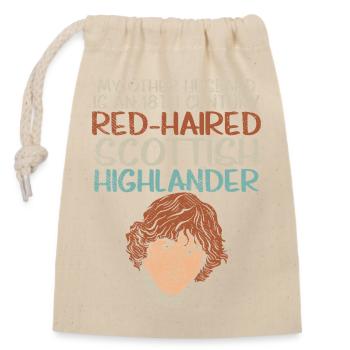Red-Haired Scottish Highlander Husband Design - Closable cotton gift bag (14x20cm) - nature - Front