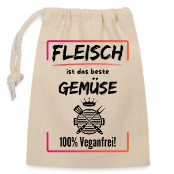 Meat is the best vegetable-100% vegan-free - Closable cotton gift bag (14x20cm) - nature - Front