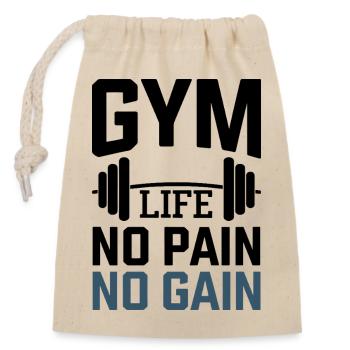 Fitness Motivation – Gym Life No Pain No Gain - Sac cadeau en coton avec cordon (14 x 20 cm) - nature - Devant