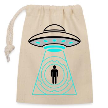 UFO Entführung Beam Me Up Vektor - Verschließbarer Geschenkbeutel aus Baumwolle (14x20cm) - Natur - Vorne