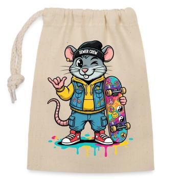 Rat Skater Sewer Crew - Closable cotton gift bag (14x20cm) - nature - Front
