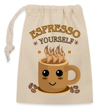 Espresso Yourself – Funny Coffee Design - Closable cotton gift bag (14x20cm) - nature - Front