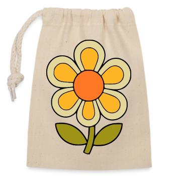 70er Jahre Blume Muster Retro flowerpower - Verschließbarer Geschenkbeutel aus Baumwolle (14x20cm) - Natur - Vorne