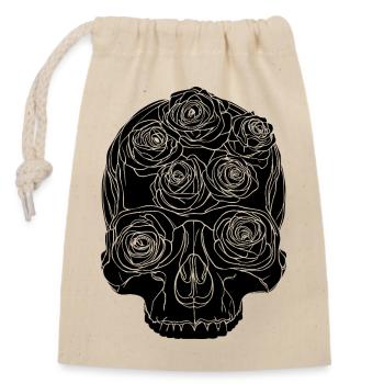 Dark Rose, Skull Rose - Verschließbarer Geschenkbeutel aus Baumwolle (14x20cm) - Natur - Vorne