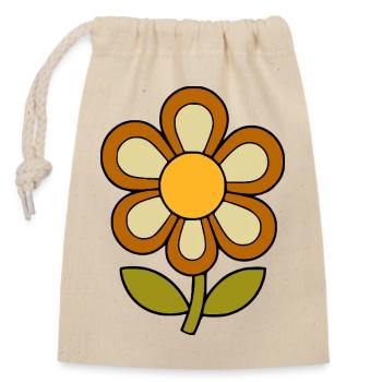 70er Jahre Blume Muster Retro flowerpower - Verschließbarer Geschenkbeutel aus Baumwolle (14x20cm) - Natur - Vorne