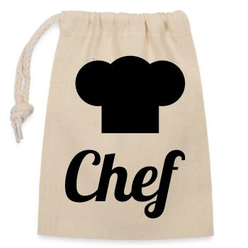 Chef - Kitchen - Cook - Closable cotton gift bag (14x20cm) - nature - Front
