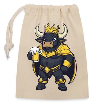 Taurus Beer King - Closable cotton gift bag (14x20cm) - nature - Front