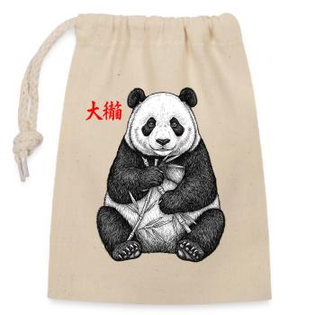 Asian Panda - Closable cotton gift bag (14x20cm) - nature - Front