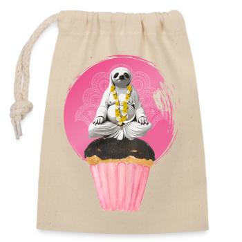 yoga panda cupcake süß pink niedlich namaste ohm - Verschließbarer Geschenkbeutel aus Baumwolle (14x20cm) - Natur - Vorne