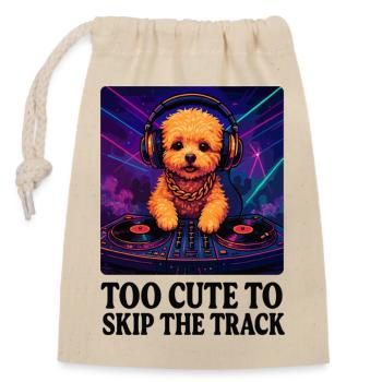DJ Maltipoo : Trop mignon pour passer la piste - Neon Art - Sac cadeau en coton avec cordon (14 x 20 cm) - nature - Devant