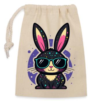 Lapin néon chic avec lunettes - Sac cadeau en coton avec cordon (14 x 20 cm) - nature - Devant