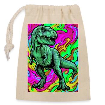 dinosaure - Sac cadeau en coton avec cordon (14 x 20 cm) - nature - Devant