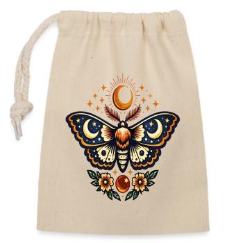 Lunar butterfly and stellar flowers - Closable cotton gift bag (14x20cm) - nature - Front